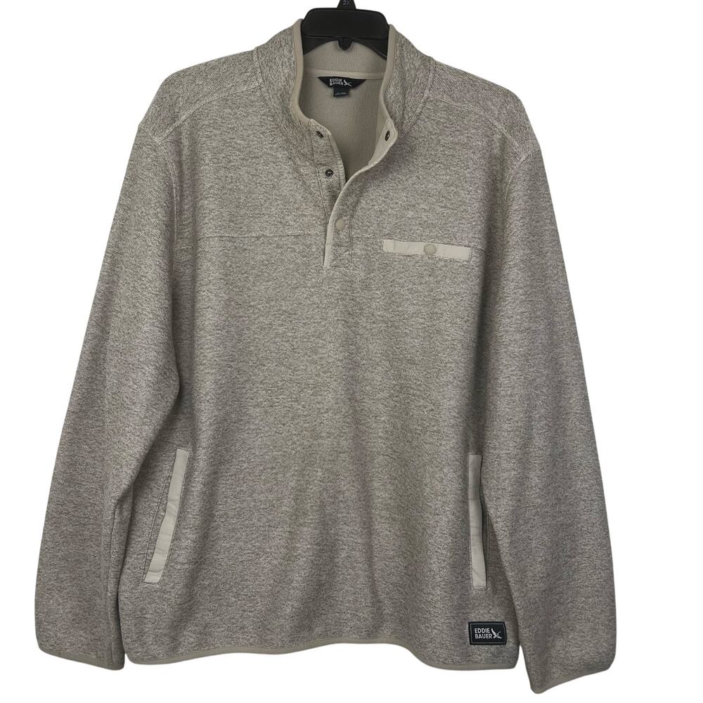 Eddie Bauer quarter snap Pullover Sweater men’s XXL mock collar tan\cream color